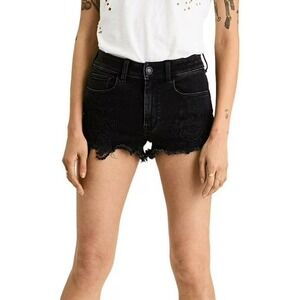 American Eagle‎ Outfitters Shorts Womens 4 Black Denim Stretch Lace-Trim Frayed
